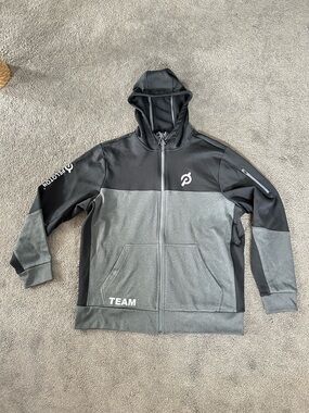 Peloton Sport Tek Black & Gray Colorblock Team Full Zip Hoodie Jacket Size Large